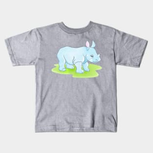 Baby Blue Rhino Kids T-Shirt